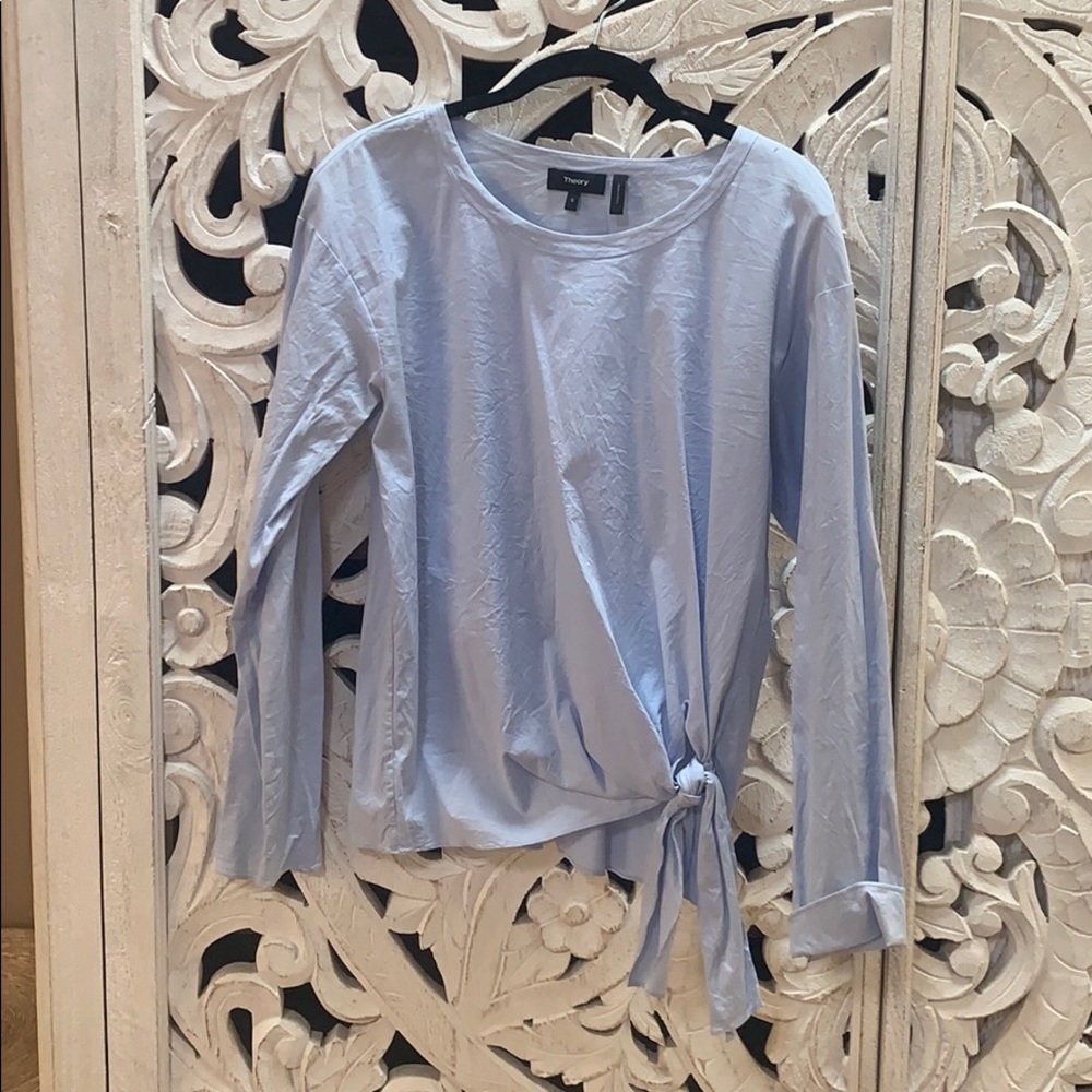 Theory poplin side tie blouse